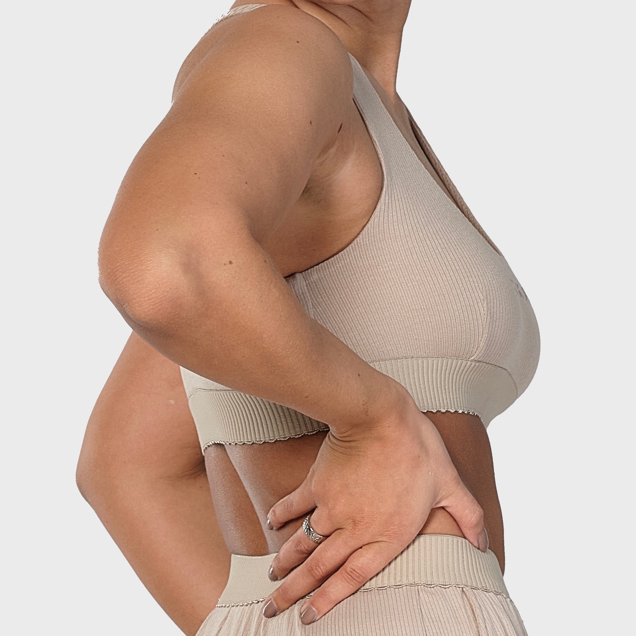 Rib underwear top - deep sand (6292797620391)