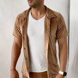 Soft velvet shirt - Golden brown
