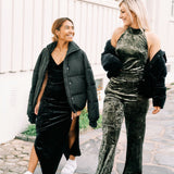 Velvet jumpsuit - Dark olive