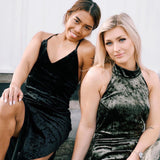 Velvet dress - Dark olive