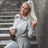 Highschool zip sweater - Gray melange