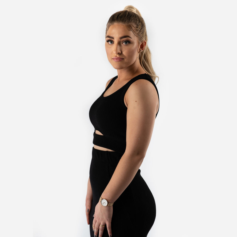 Highwaist skirt and top - black (6278736412839)