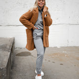 Chunky teddy coat - honey (6278780223655)