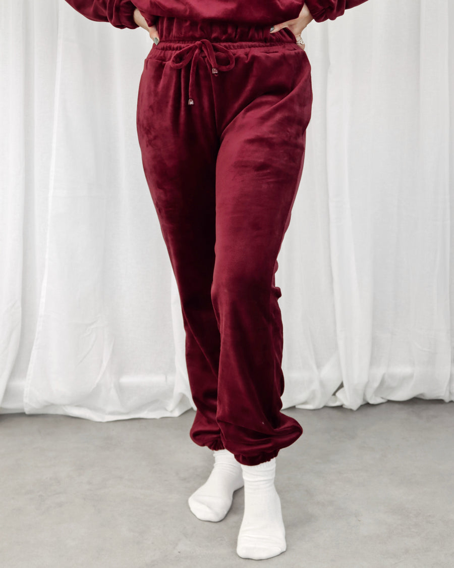 Soft velvet pant - burgundy (6911836225703)