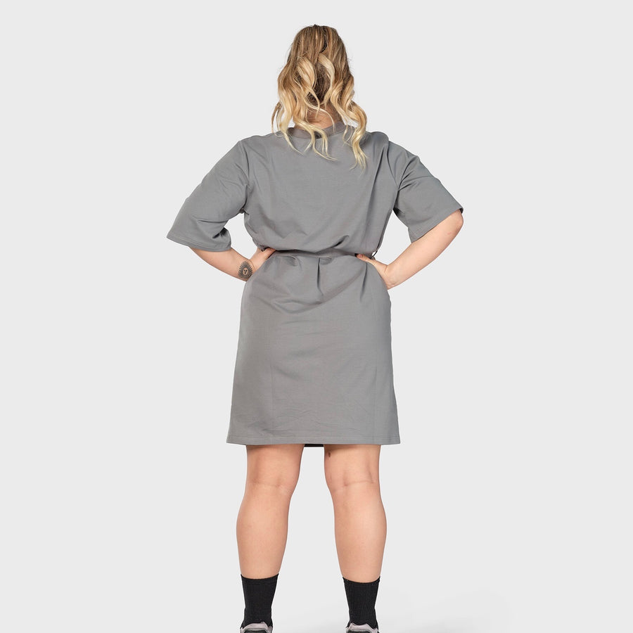 Oversized tee dress (m/belte) - gray (6292688011431)