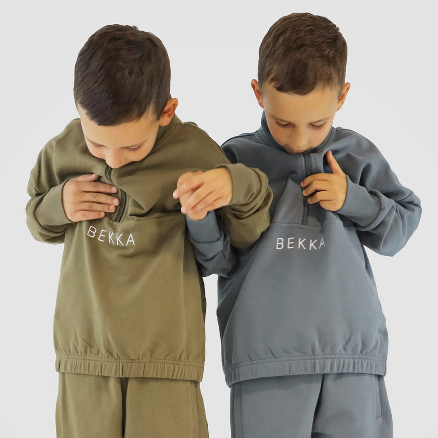 YOUNG Highschool zip sweater - Burnt olive