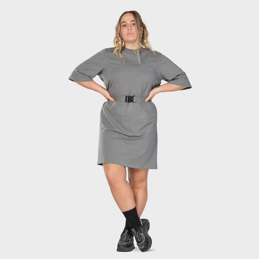Oversized tee dress (m/belte) - gray (6292688011431)