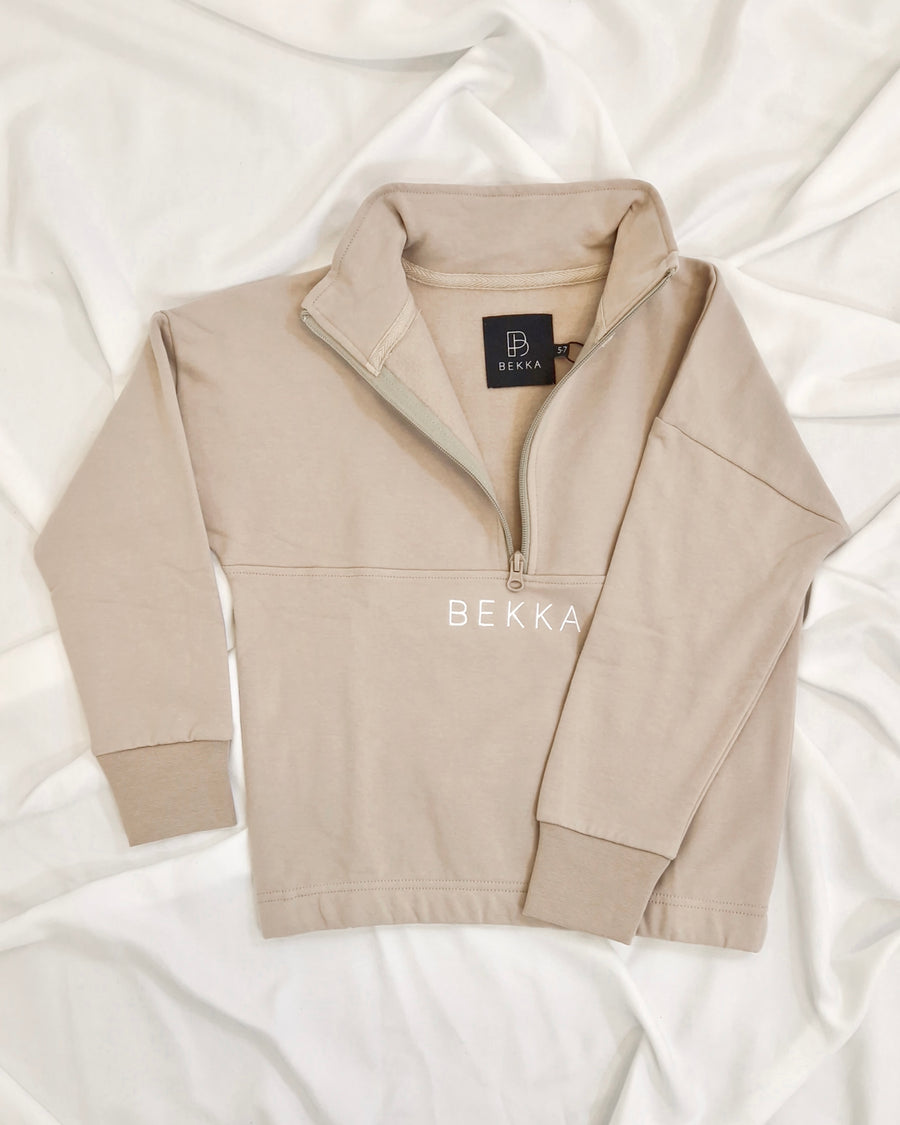 YOUNG Highschool zip sweater - Deep sand