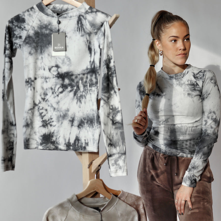 Tie dye RIBB Longsleeve - Charcoal Twist (6911842156711)