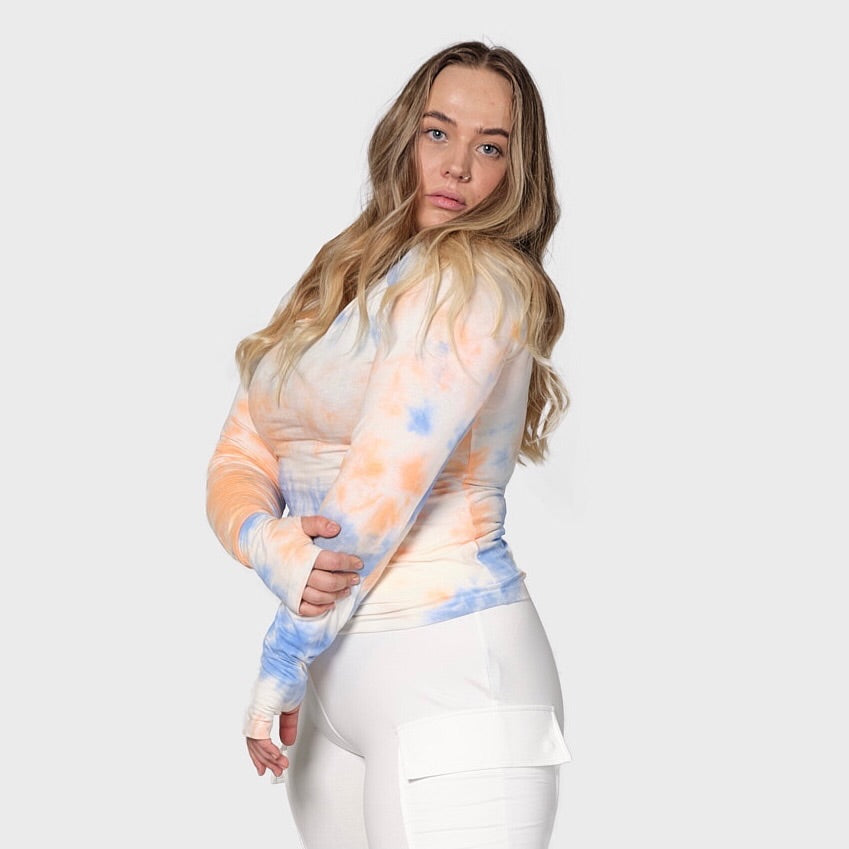 Tie dye longsleeve - blue coral (6292817871015)