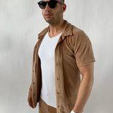 Soft velvet shirt - Golden brown