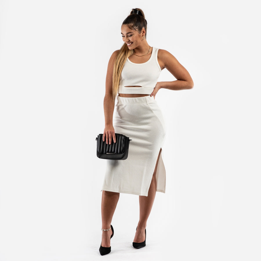Highwaist skirt and top - white (6278734545063)