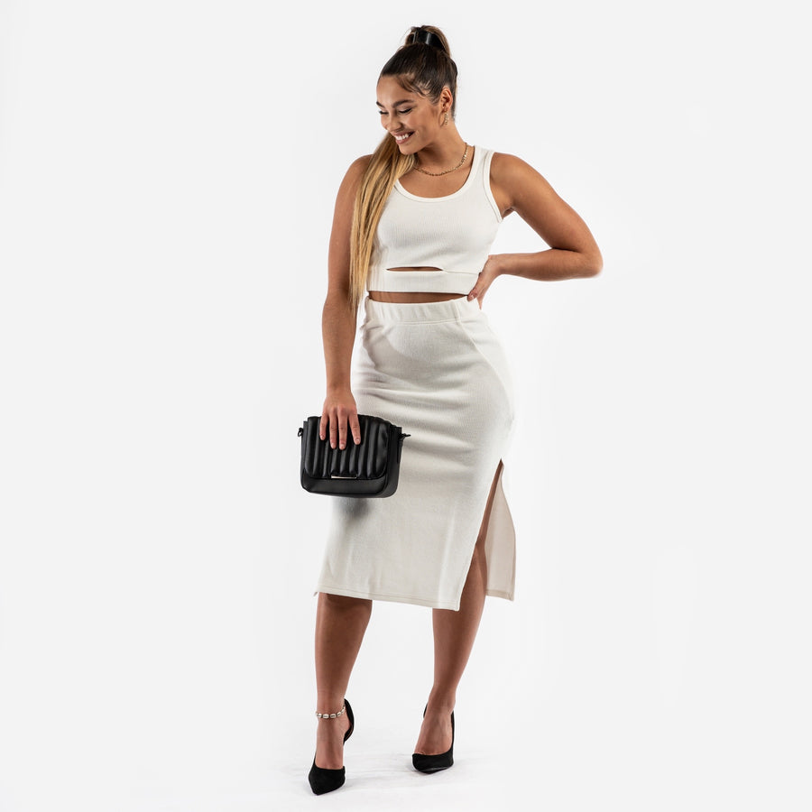 Highwaist skirt and top - white (6278734545063)