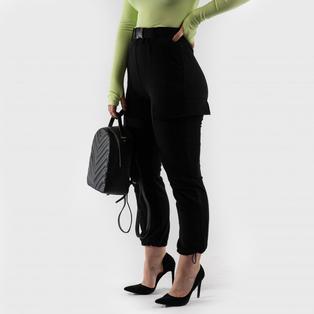 Soft cargo pant (m/belte) - black (6278943047847)