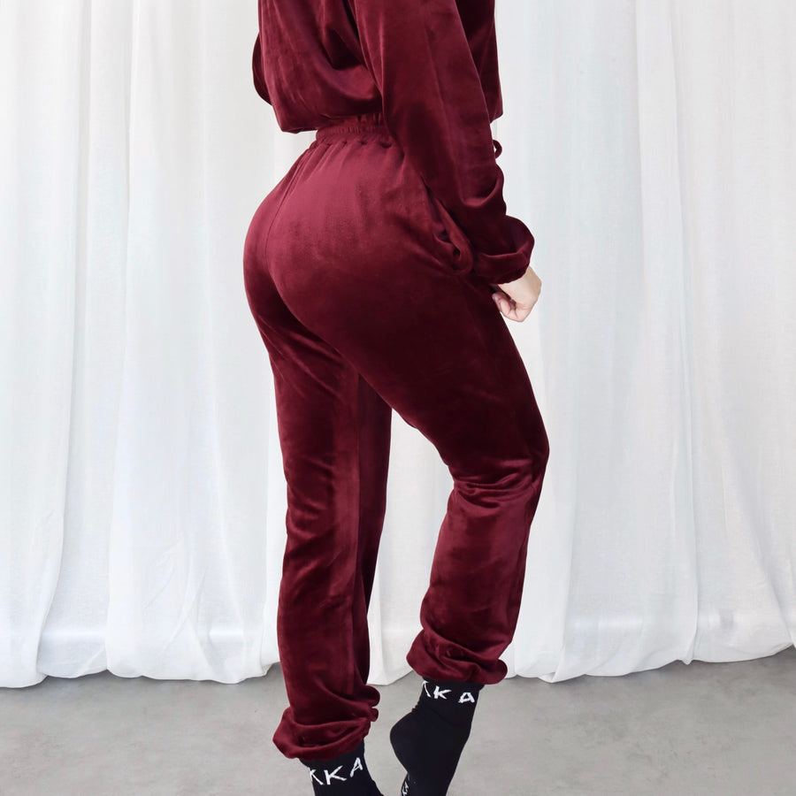 Soft velvet pant - burgundy (6911836225703)