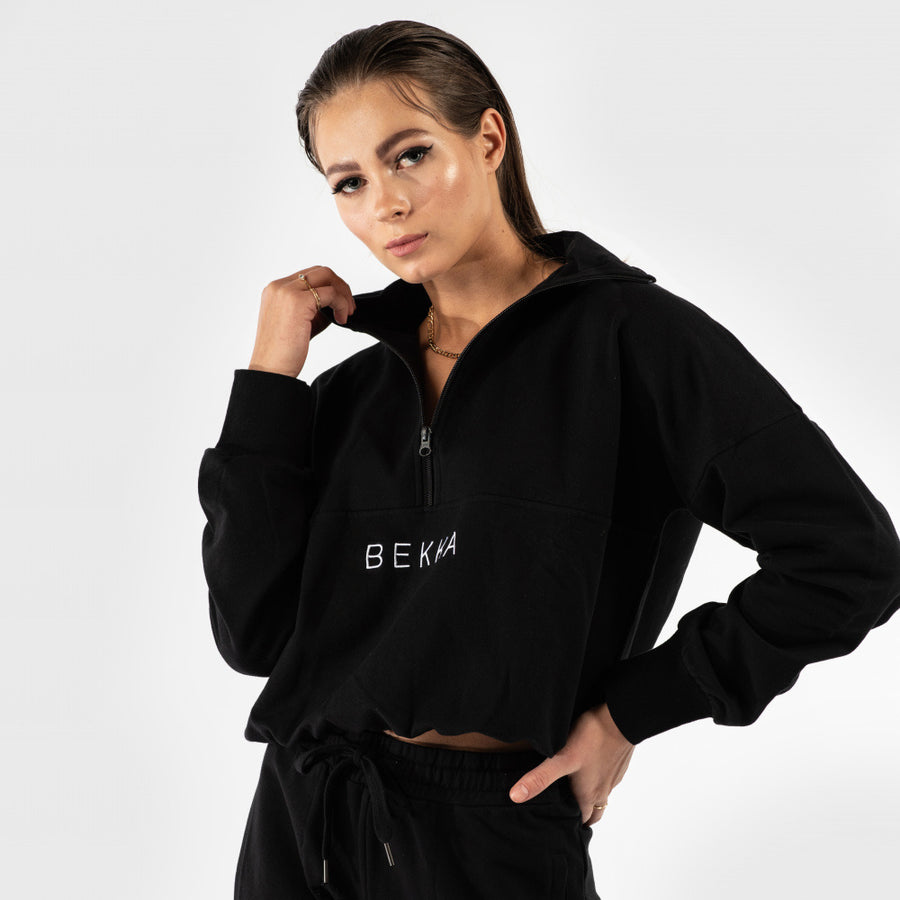 Highschool zip sweater - black (6278869942439)