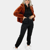 Velvet puff jacket - Rusty red