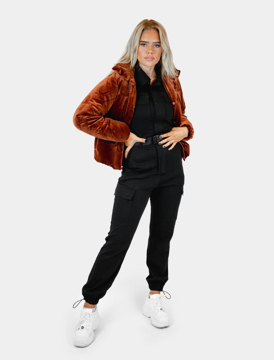 Velvet puff jacket - Rusty red