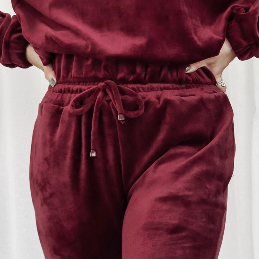 Soft velvet pant - burgundy (6911836225703)