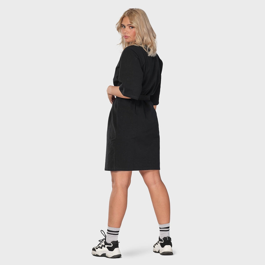 Oversized tee dress (m/belte) - black (6292649083047)