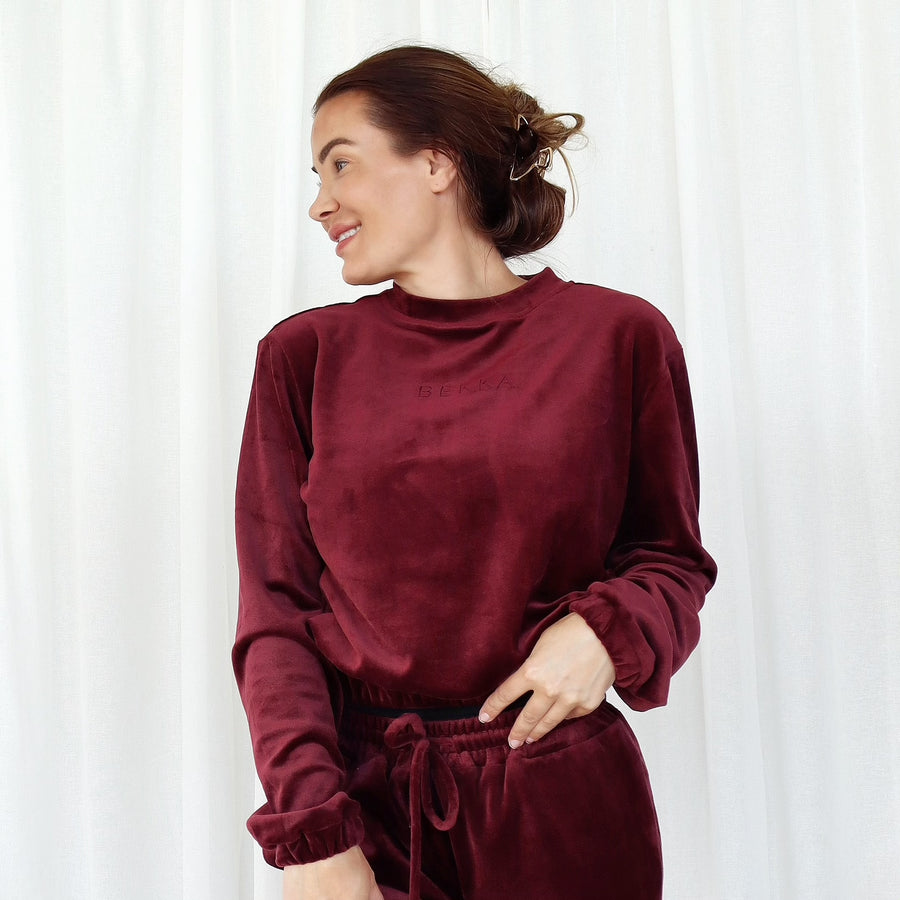 Soft velvet sweater - burgundy (6911837601959)