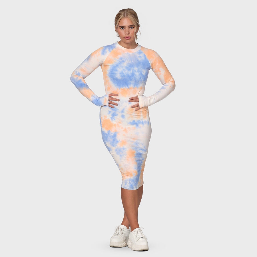 Tie dye dress - blue coral (6292812988583)