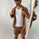 Soft velvet shirt - Golden brown