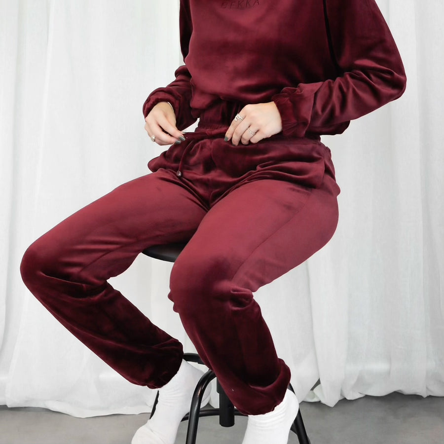 Soft velvet pant - burgundy (6911836225703)