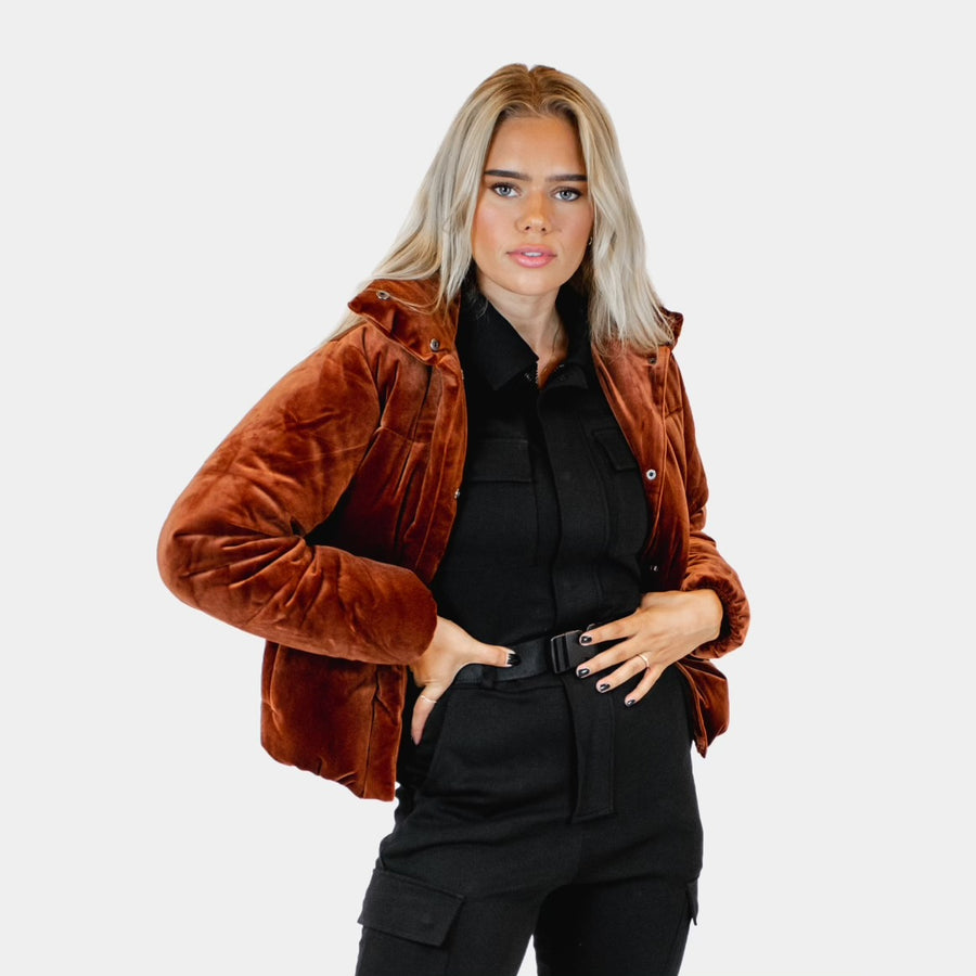 Velvet puff jacket - Rusty red