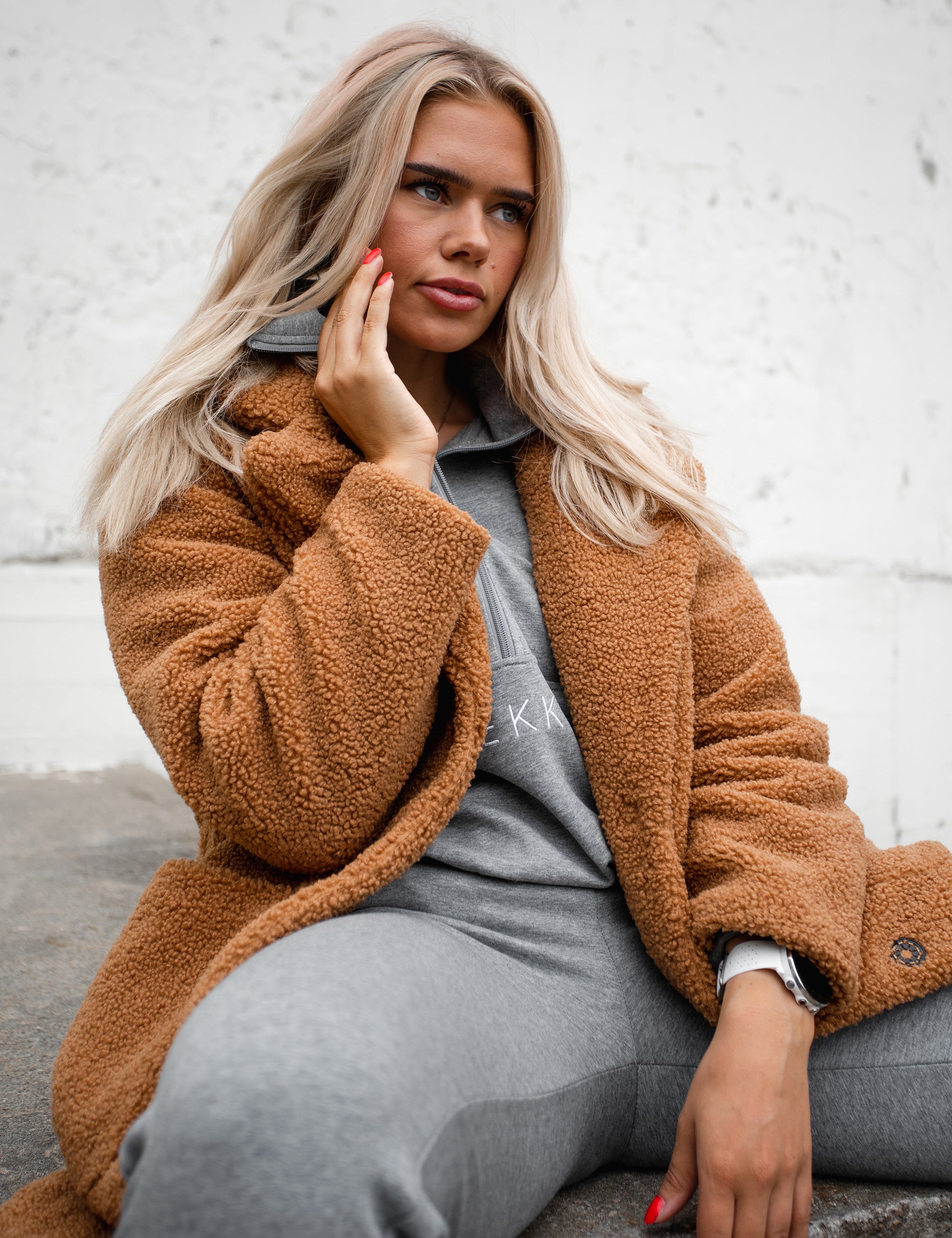 Chunky teddy coat - honey (6278780223655)