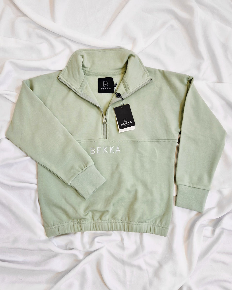 YOUNG Highschool zip sweater - Light herb