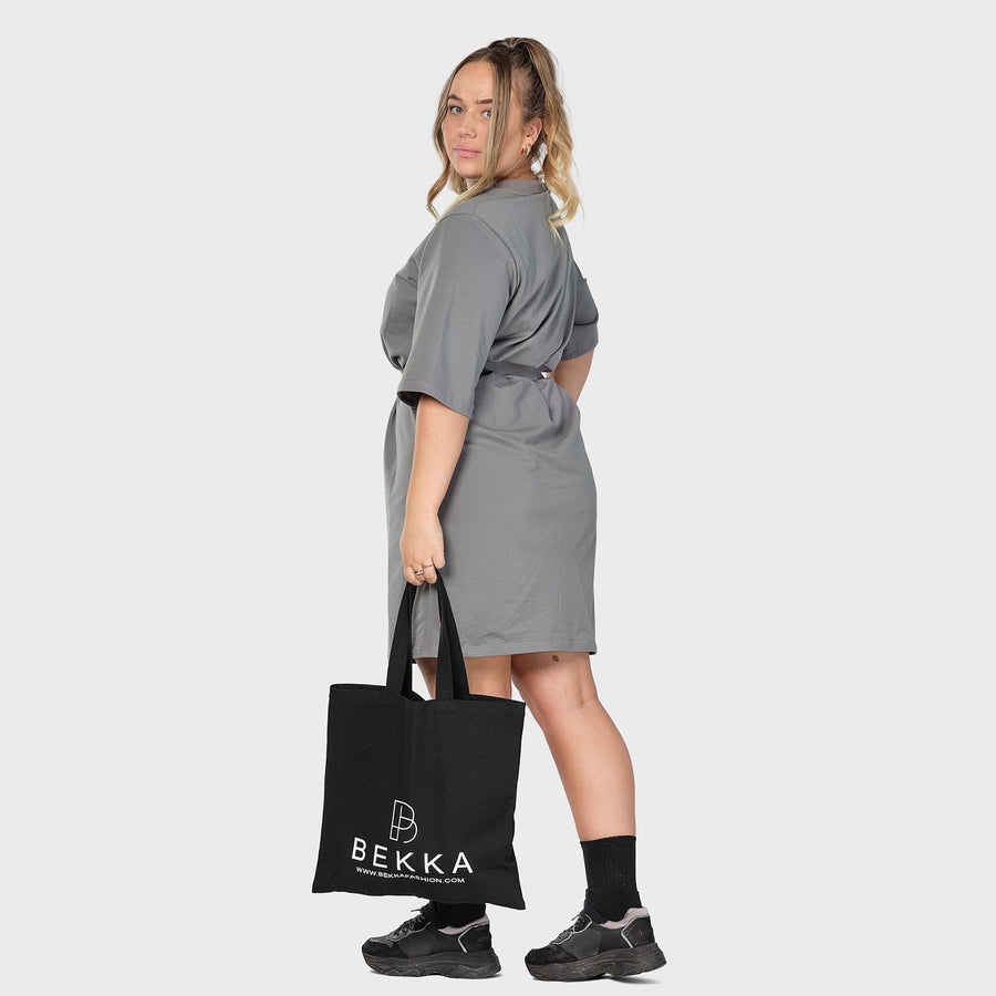 Oversized tee dress (m/belte) - gray (6292688011431)