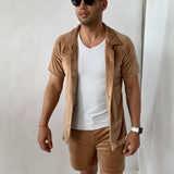 Soft velvet shorts - Golden brown