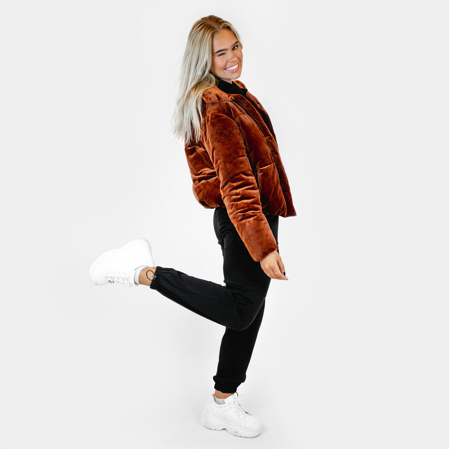 Velvet puff jacket - rusty red (6278618349735)