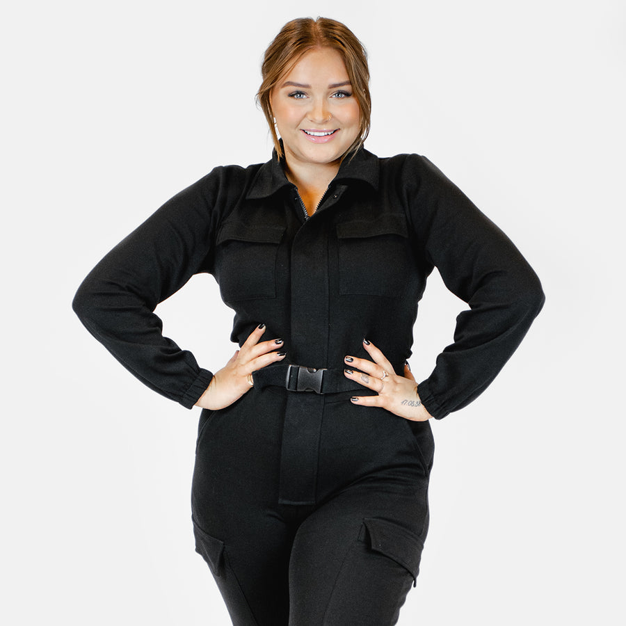 Soft jumpsuit (m/belte) - black (6278789464231)