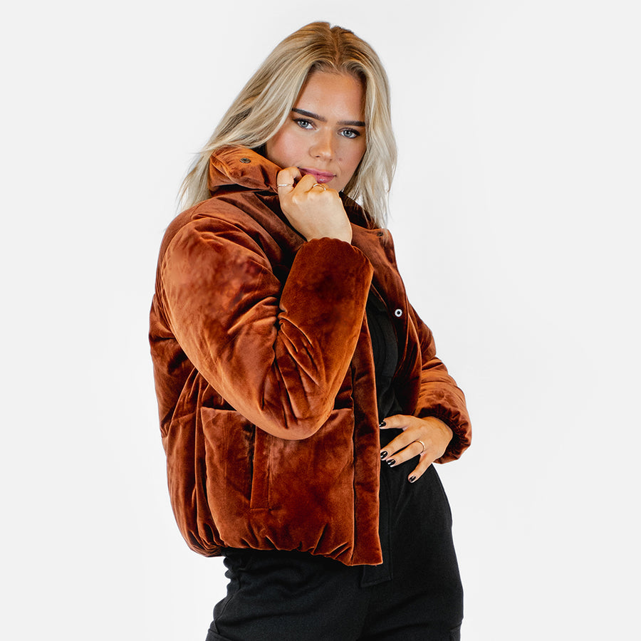 Velvet puff jacket - rusty red (6278618349735)