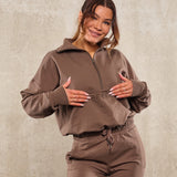 Highschool zip sweater - Walnut