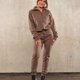 Highschool zip sweater - Walnut