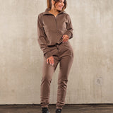 Highschool zip sweater - Walnut