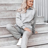 Highschool zip sweater - Gray melange