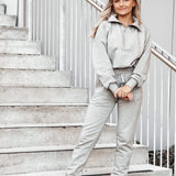 Highschool zip sweater - Gray melange