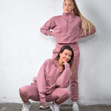 Highschool zip sweater - Faded plum