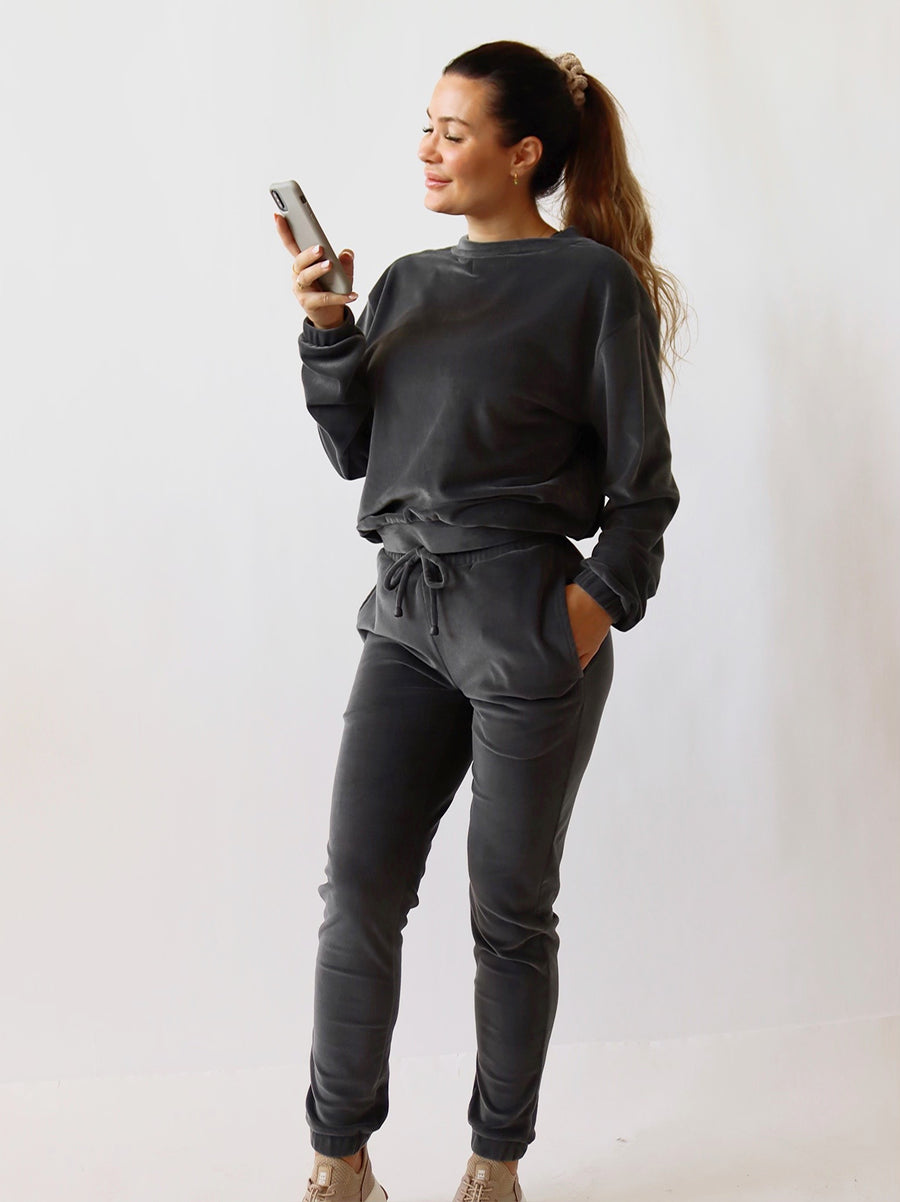 Soft velvet pant - Charcoal