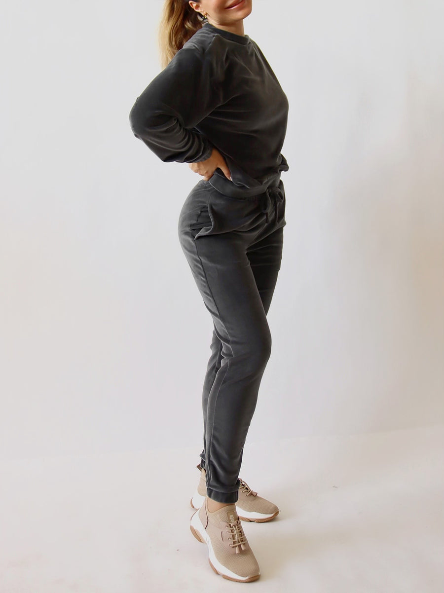 Soft velvet pant - Charcoal