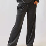 Soft velvet wide pant - Charcoal