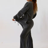 Soft velvet wide pant - Charcoal