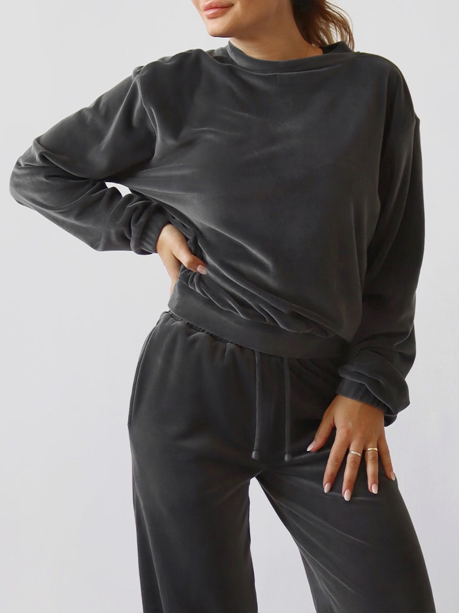 Soft velvet sweater - Charcoal