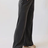 Soft velvet wide pant - Charcoal