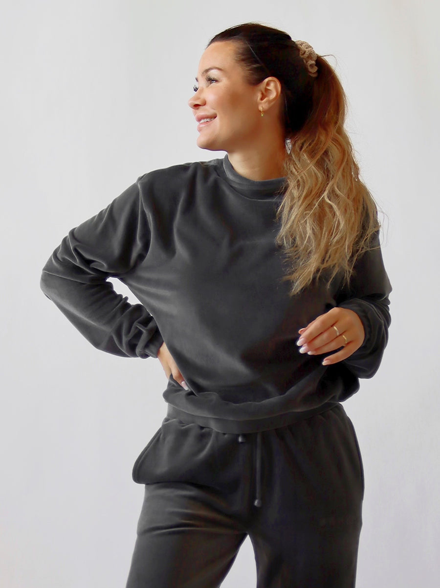 Soft velvet sweater - Charcoal