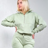 Highschool zip sweater - Light herb